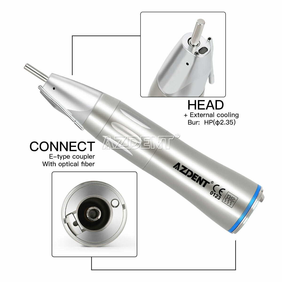 Dental 1:1 Optic Fiber Low Speed External Straight Surgical Handpiece 20,000rpm