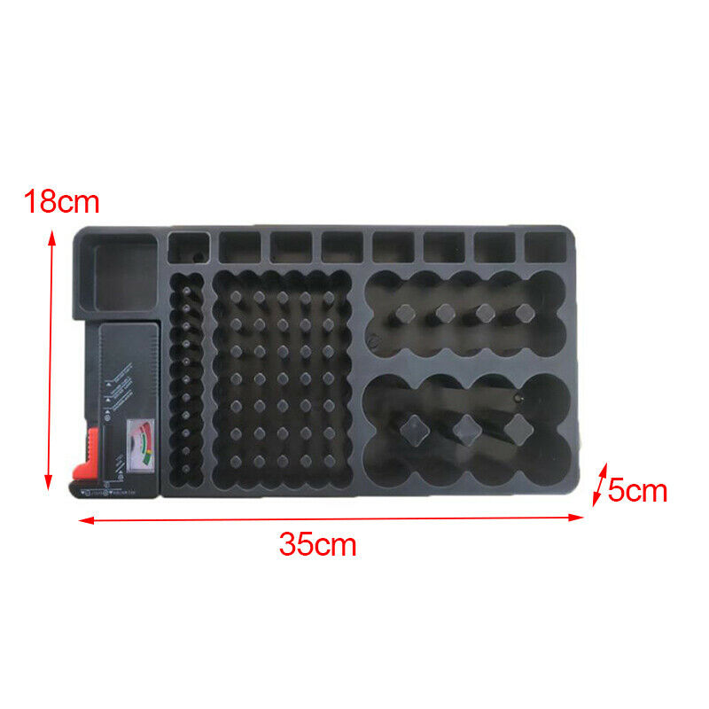 98 Grids Battery Storage Organizer Holder Tester Battery Caddy Rack Case Box FT