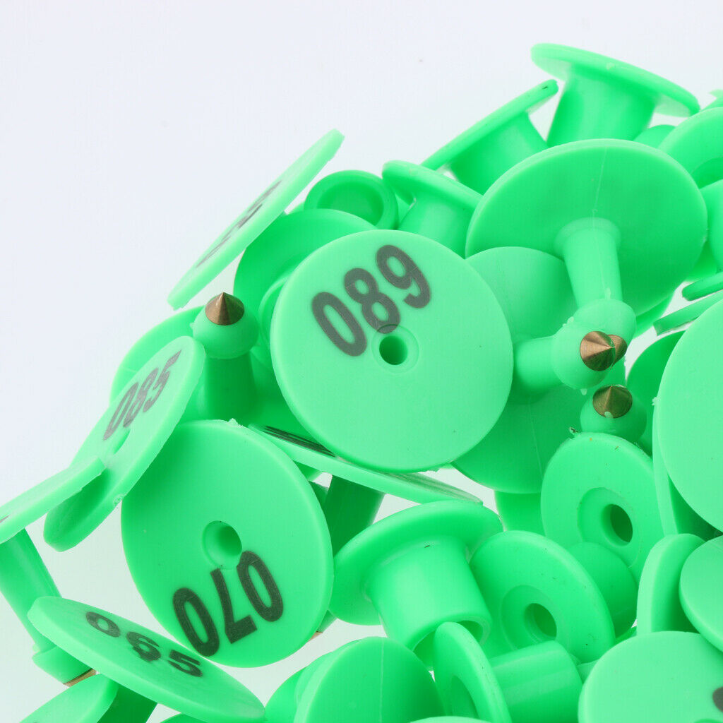 100pcs Small Pre Numbered Cattle Ear Tag for Green