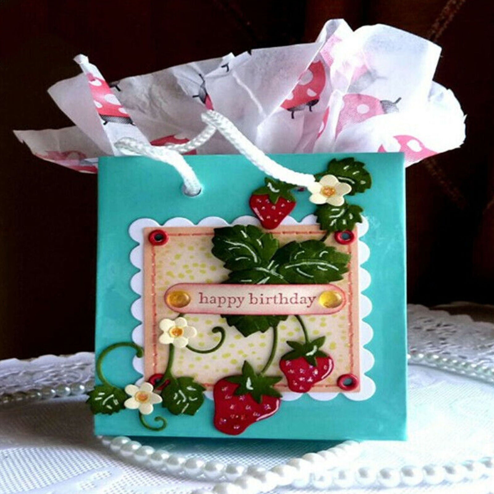 Stamping Template Strawberry Mould Vine Christmas Wedding Birthday Easter Card