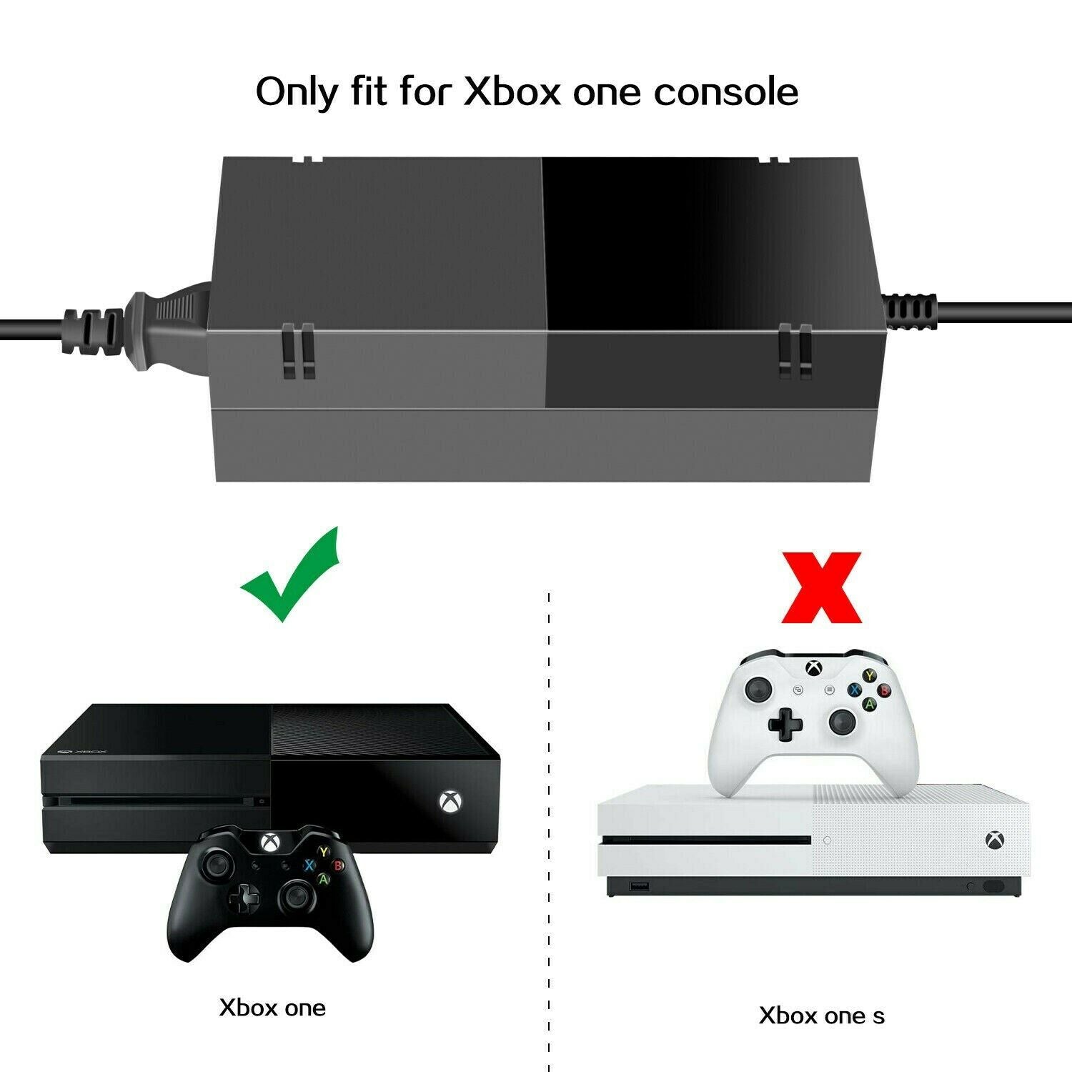AC Adapter Brick Charger Power Supply Cord Black 135W Fit for Xbox One US Plug