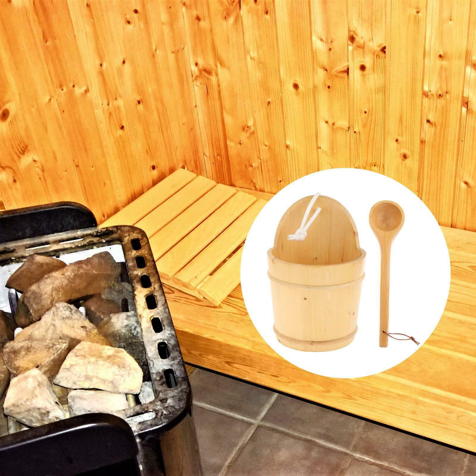 Navaris Wooden Sauna Bucket with Ladle - Essential Spa Accessory for Steam Room