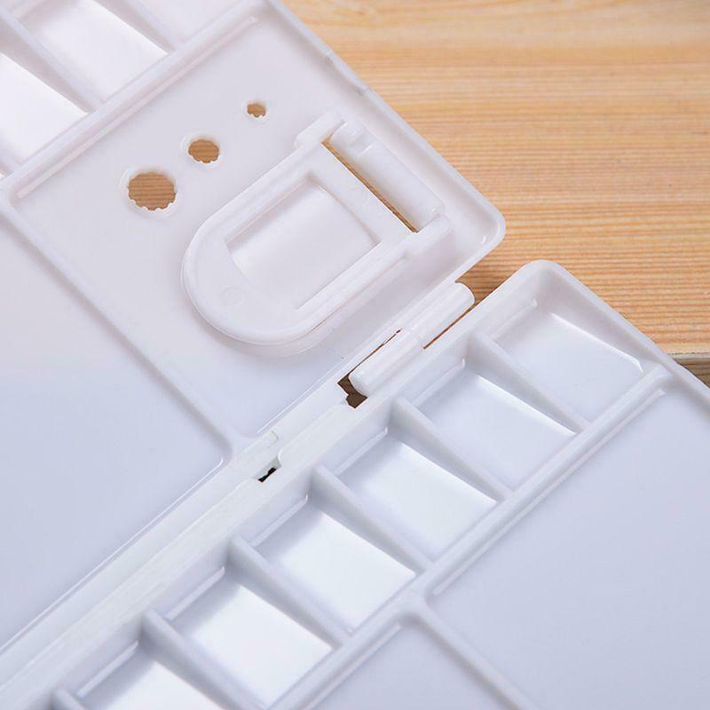 White Plastic Paint Palette Box Watercolor Tray With 25 Grids Flip Cap Folding