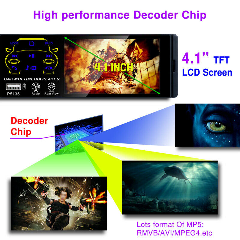 Car 4.1 inch Single Din Touch Screen MP5 Car Single Set MP3 Music Player BT FM