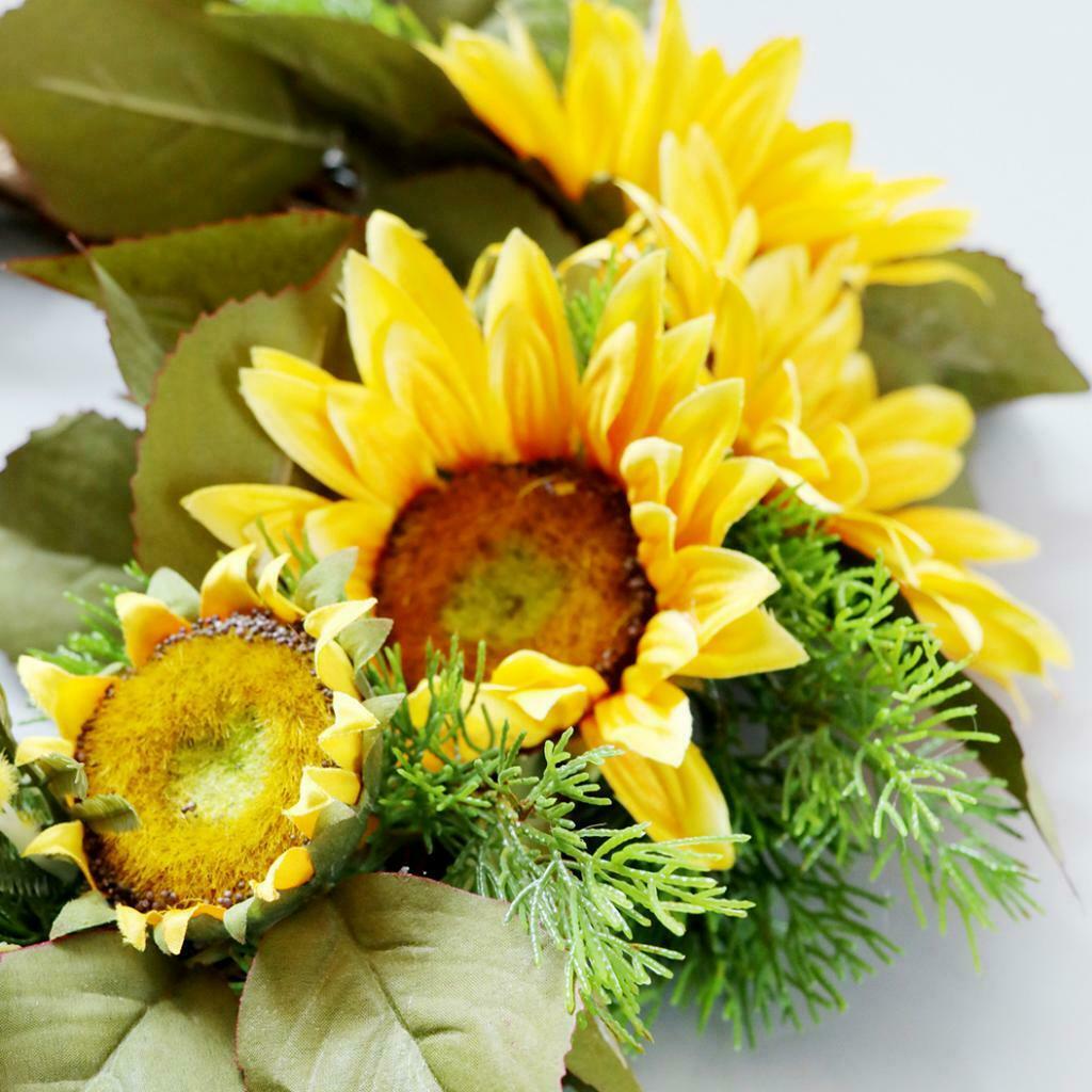 Front Door Wreath Garland Artificial Flowers for Home Decor Sunflower+Acacia