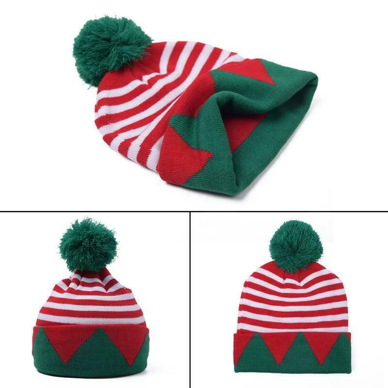 Ladies Men Wool Red green Hat Xmas Hat Santa Secret Hat Santa Xmas Hat pompom