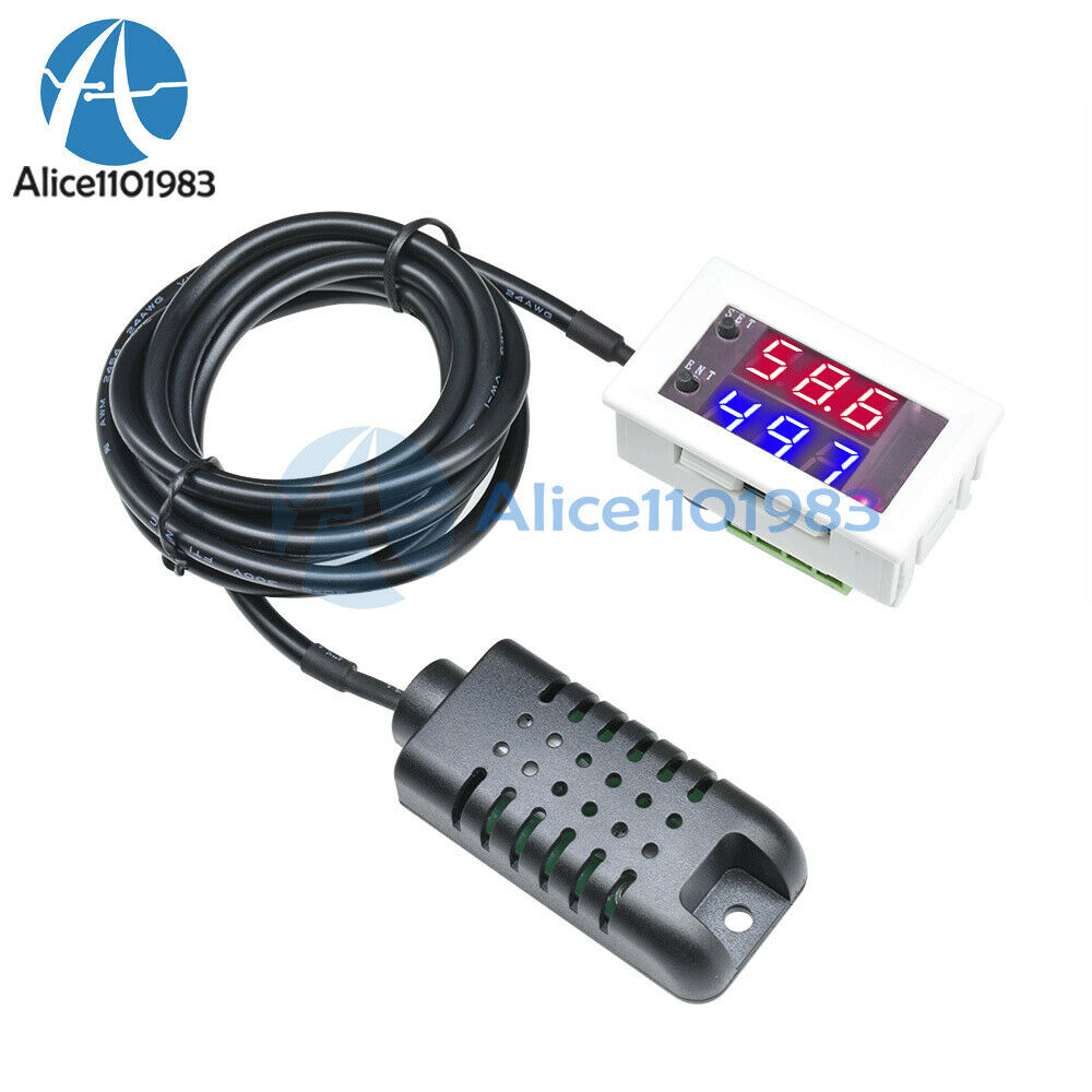 DC12V 10A Digital Red+Blue Display Hygrometer Sensor Humidity Controller Module