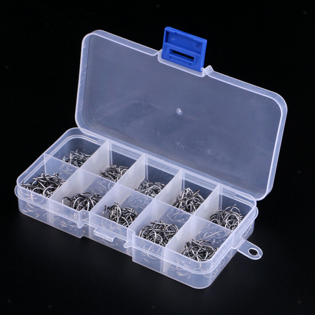 500Pcs/box Steel Saltwater Fishing Hook Barbed Hook Jigging Hook Size 3#-10#