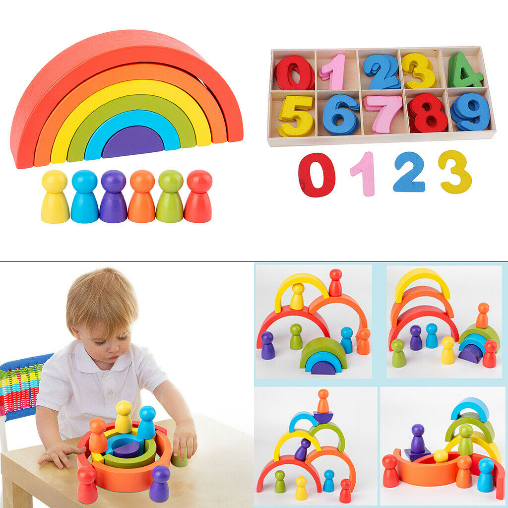 Rainbow Stacker Nesting Puzzle Large Blocks and Numbers Learning Toys Kids