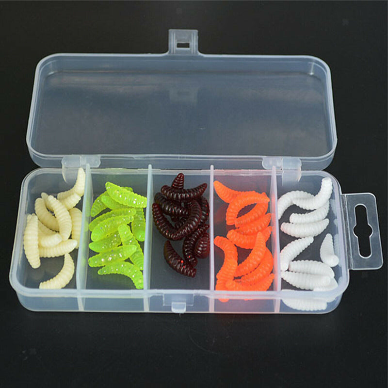 50x Durable Fishing Lures 2cm Freshwater Larva Maggots Trout Bass Grub Baits