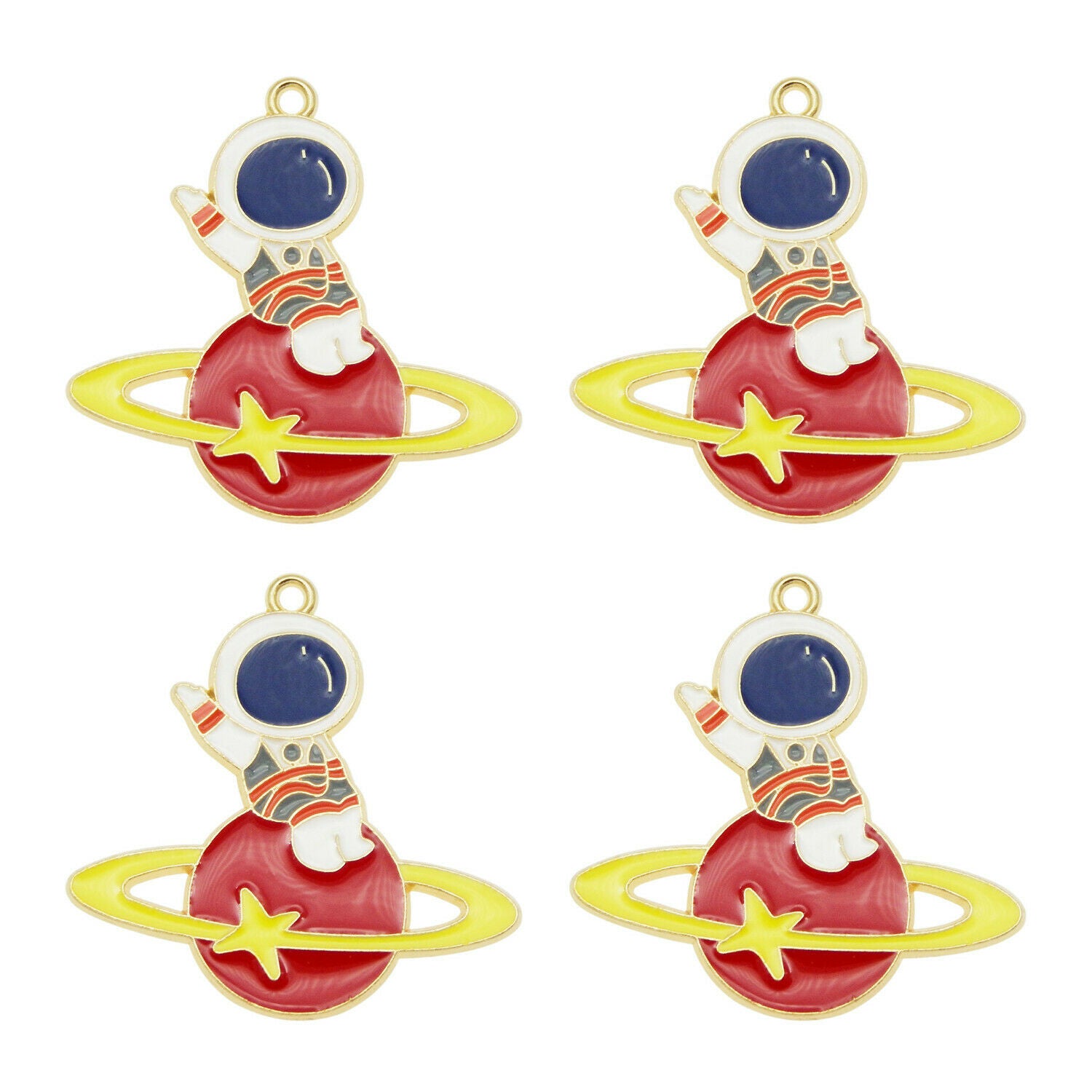 Wholesale 35x34mm Enamel Astronaut Planet Pendant Charm for Necklace Bracelet 8x