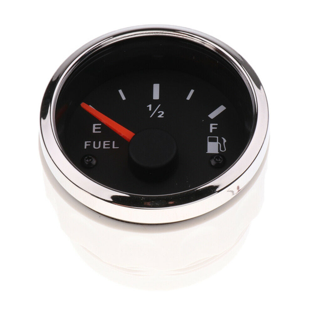 2'' 52mm Car Pointer Fuel Level Gauge Meter with Sensor E-1/2-F , Black Lens