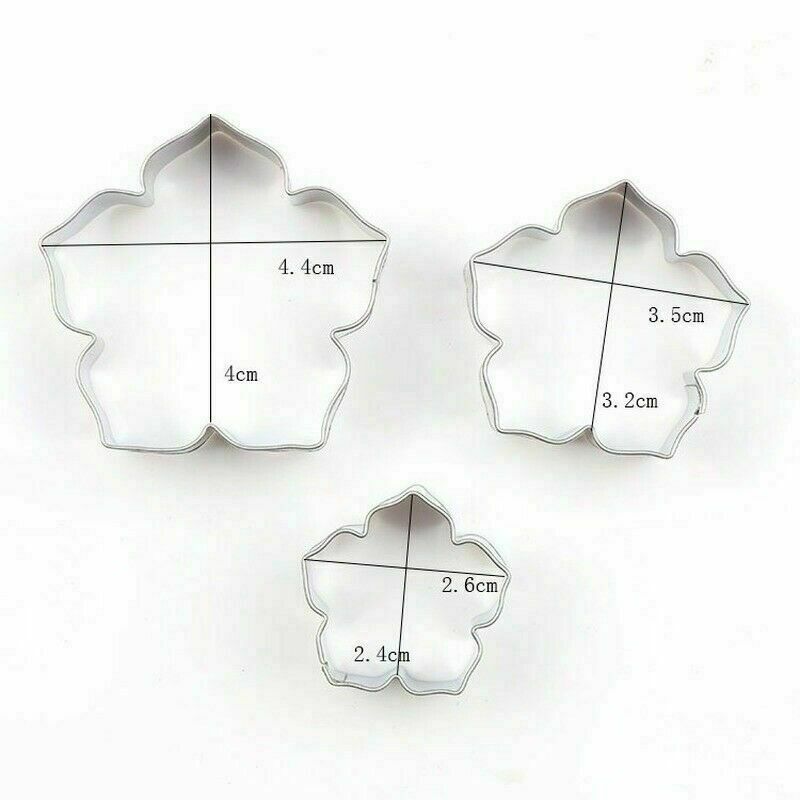 3Pcs Flower Cookies Cutter Pastry Biscuit Cake Decorating Mold Mould Tools