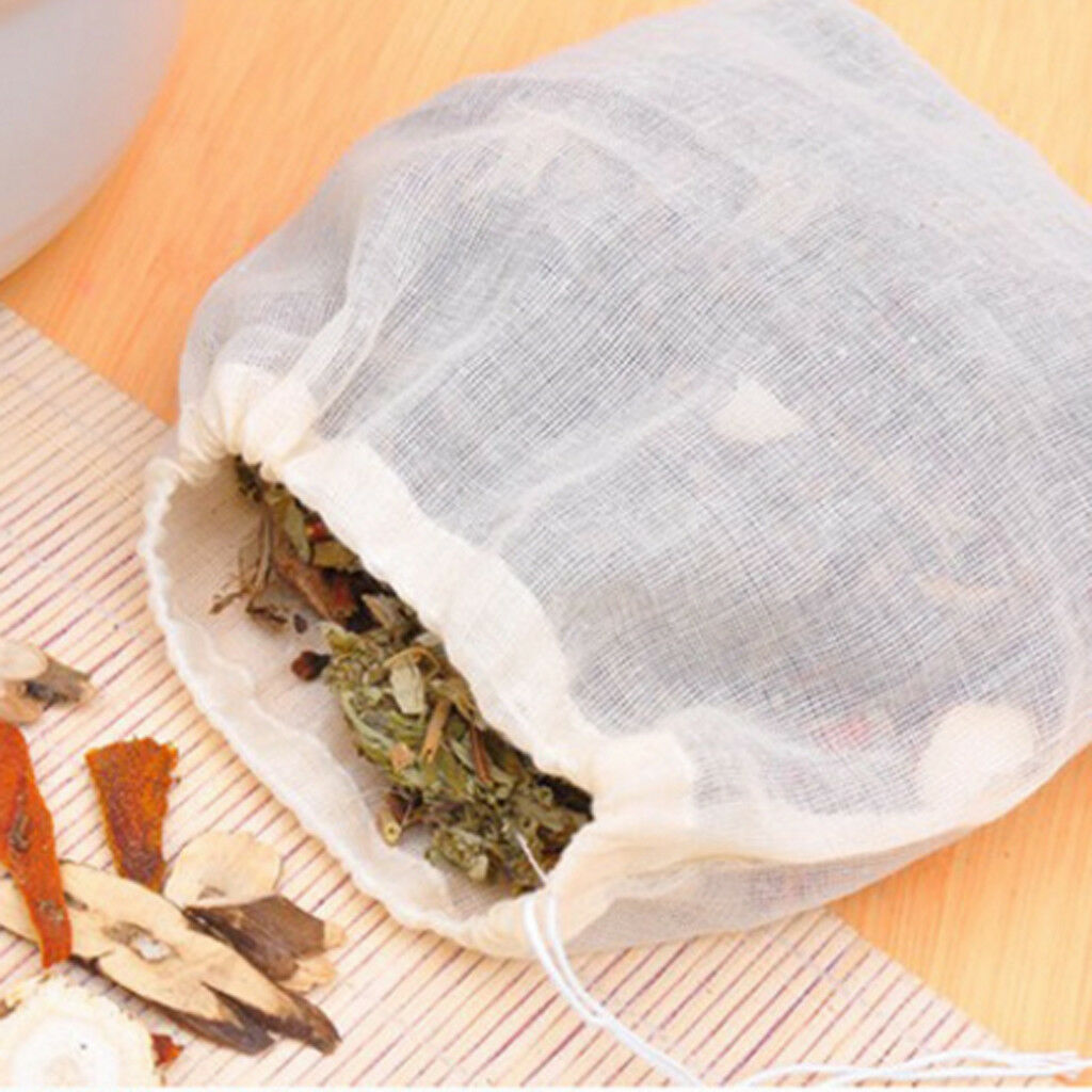 Spice Bag  Unbleached Cotton Self Fill Tea Bags Drawstring 13x16cm