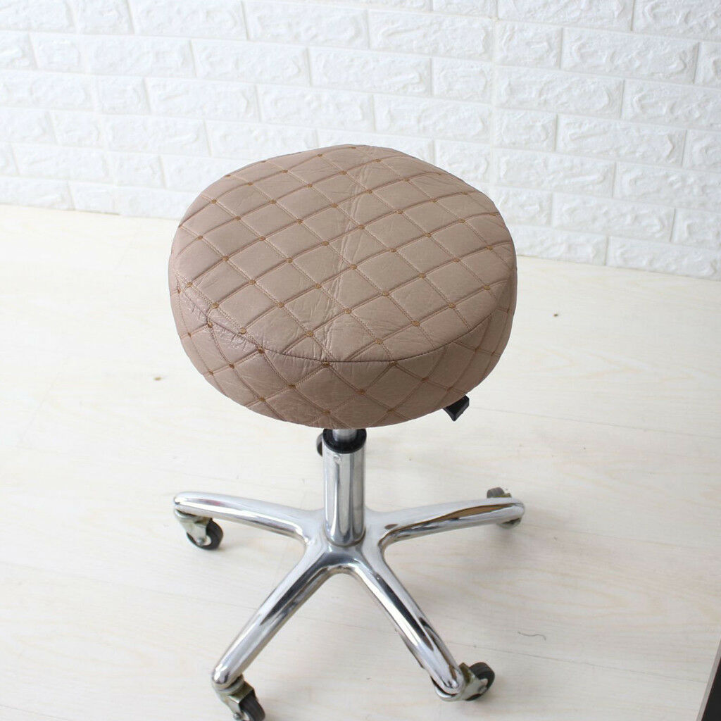 4pcs Gray&Beige 35cm Bar Stool Cover Round Lift Chair Seat Sleeve Polyester