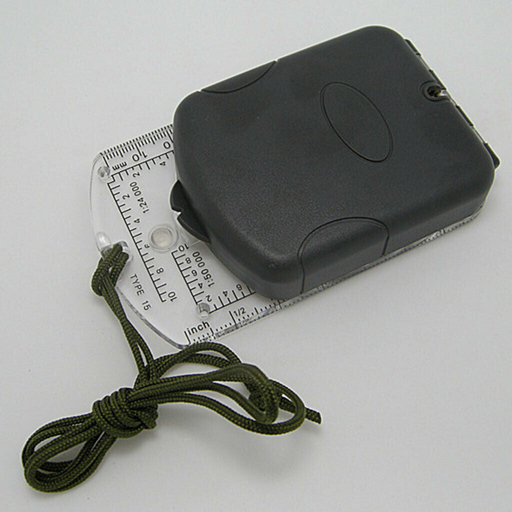 1xSturdy Acrylic Ruler Magnifier Mirror Compass Lanyard Waterproof Pocket Size