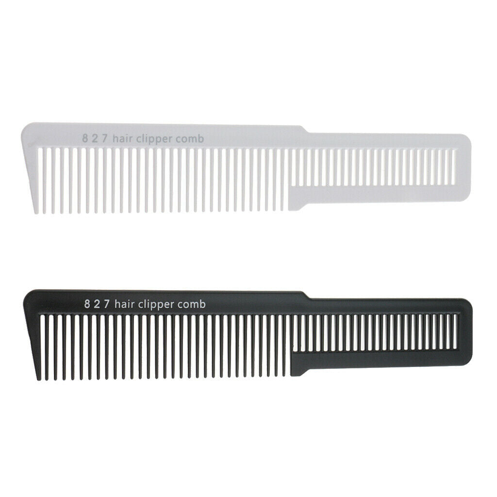 2 Pack Plastic Barber Fine Tooth Hairdressing Clipper Comb White/Black