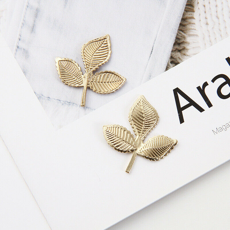 10 Pieces Retro DIY Golden Leaves Alloy Material Three Leaves Women Accessories