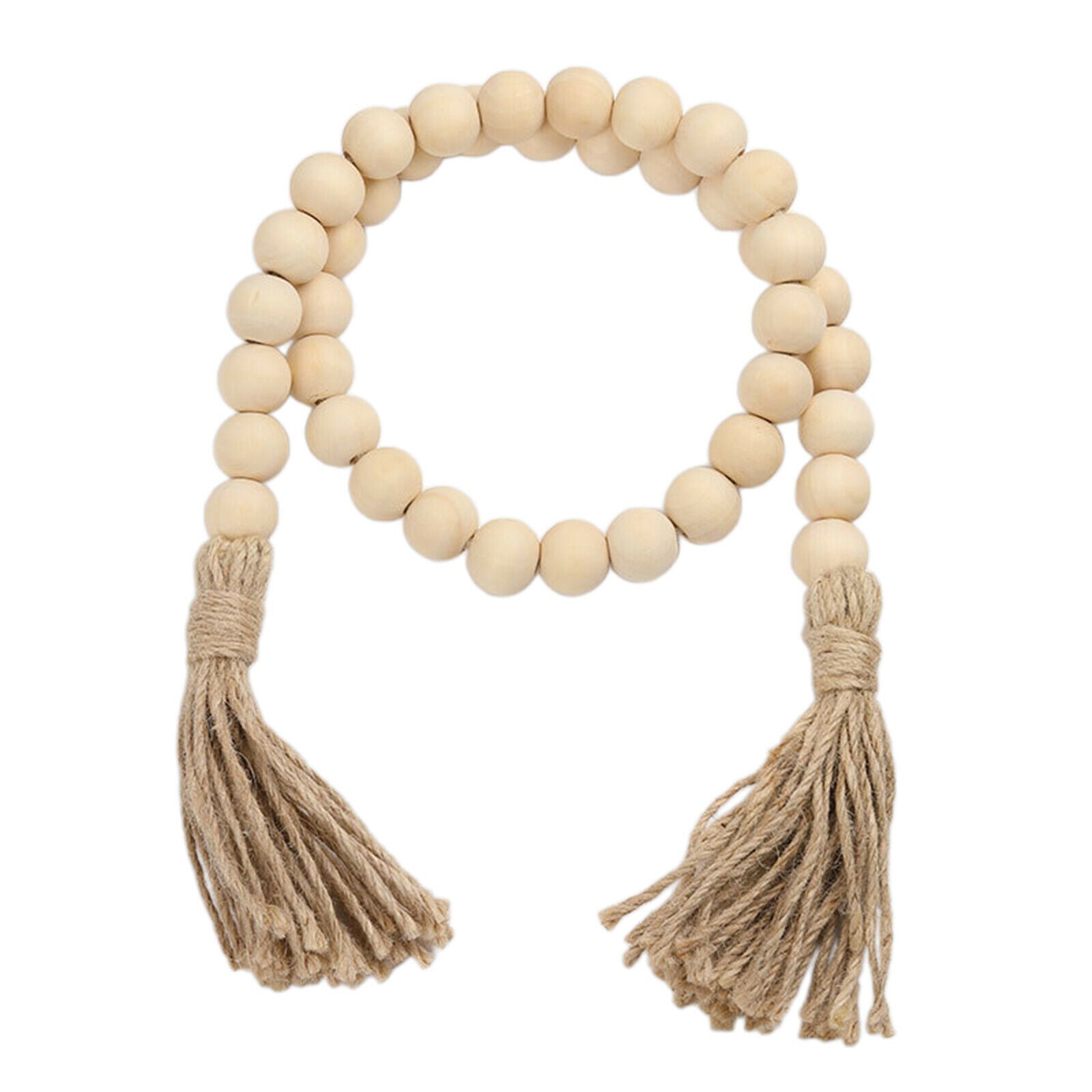 Farmhouse Wooden Beads Garland Tassel Decors for Coastal Cottage Wood 108CM