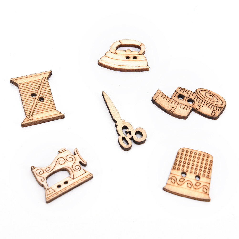 50pcs sewing tool wooden handmade buttons scrapbooking carft for decoratio.l8