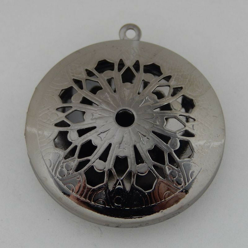 Lot of (x3) Gun Black Brass Metal Magnetic Floral Prayer Box Pendant Locket
