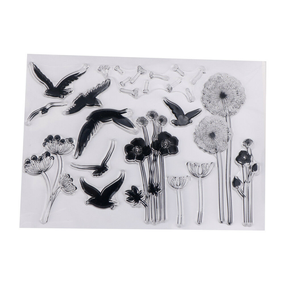 Dandelion and bird Pattern Scrapbooking Decorating Rubber Stamp Clear Stam.l8