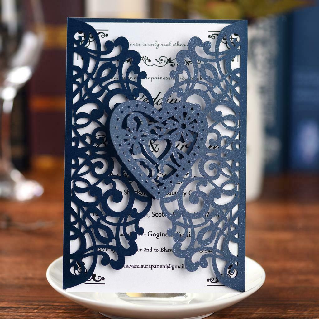 10 Set Wedding Lace Flower Invitations Card Hollow Invitation Greeting Card