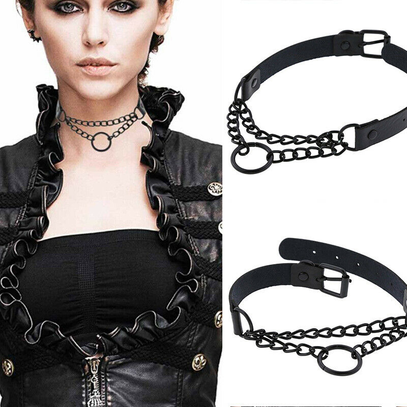 Gothic Punk Leather Choker Pendant Chain Buckle Collar Necklace Jewelry B.l8