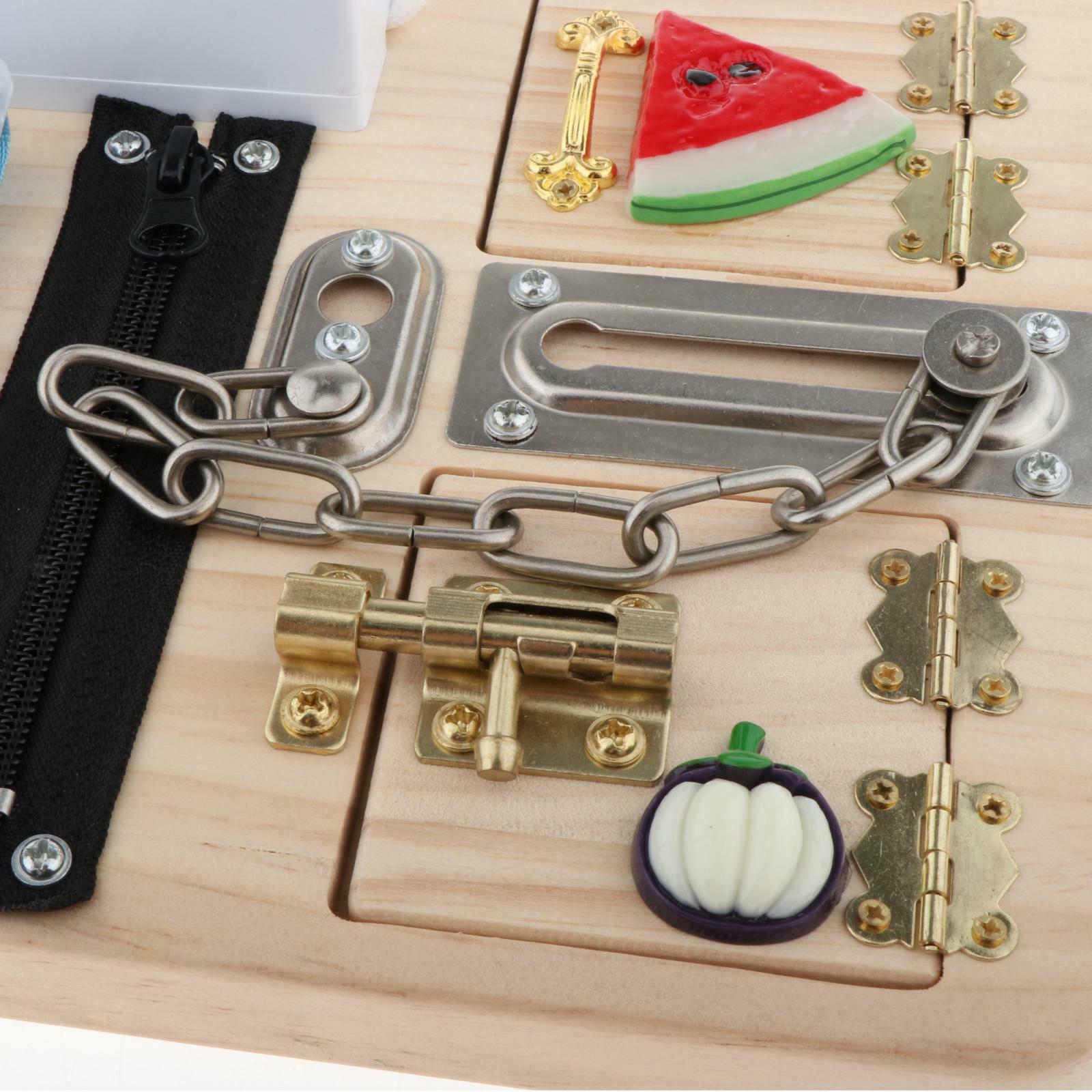 Children Wood Busy Board Montessori Unlock Toys Intelligence Development