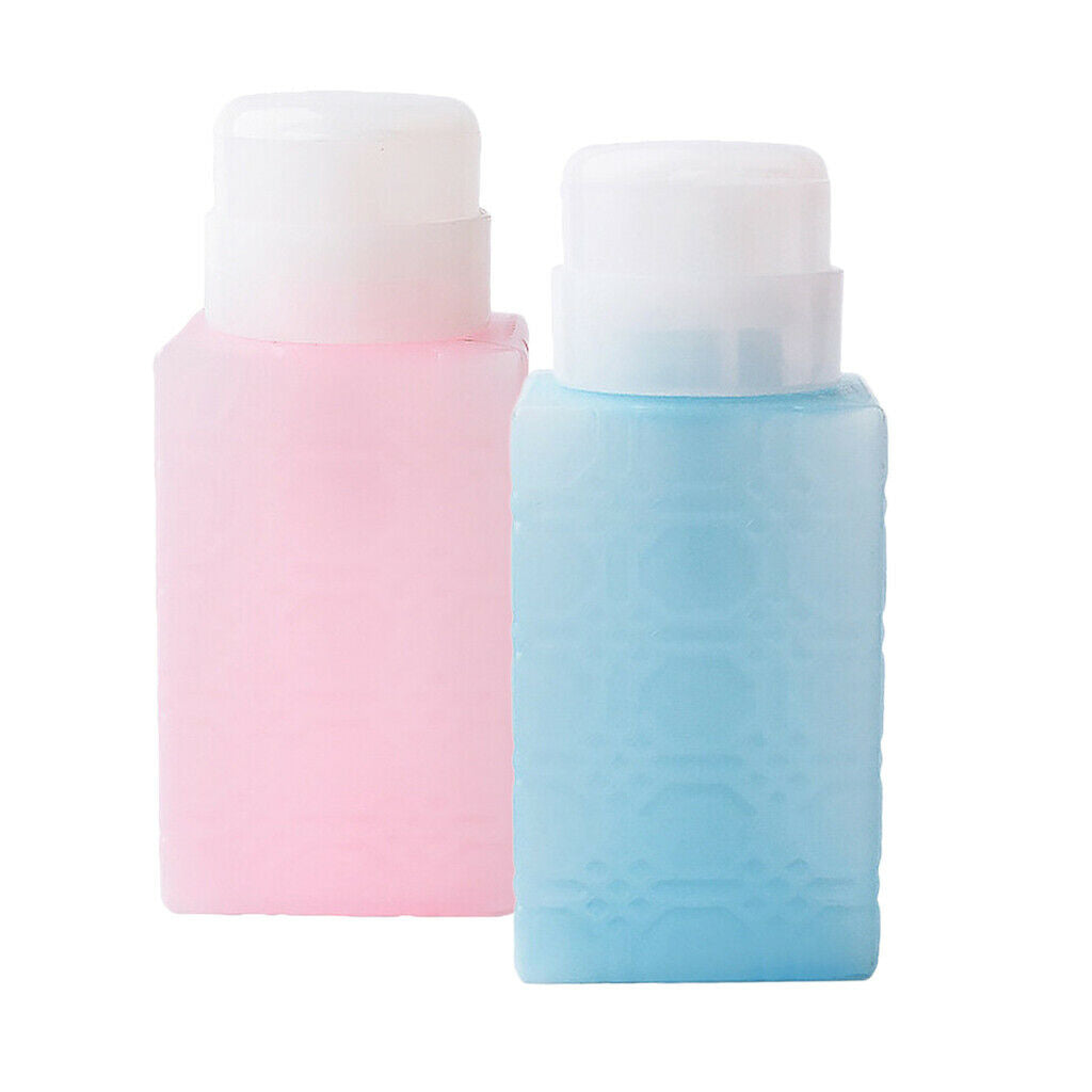 220ml Nail Art Tips Empty Dispenser Nails Remover Pumping Bottle Blue Square