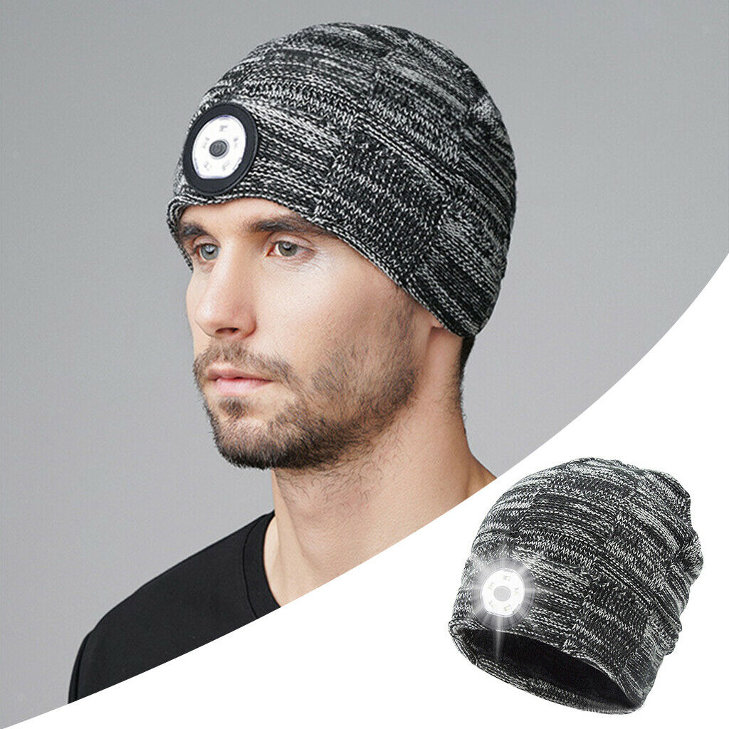 Warm Winter Autumn LED Head Headlamp Headlight Beanie Hat for Women Men Teen