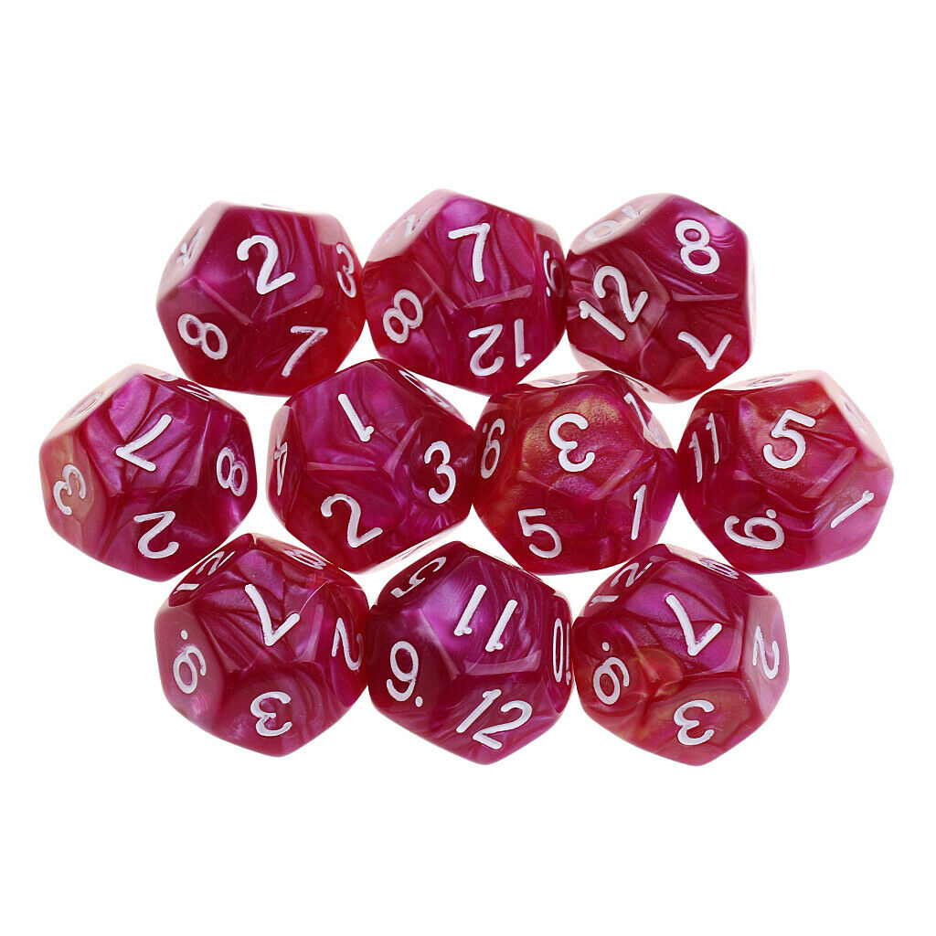 10PCS D12 Polyhedral Dice for RPG Games Table Game Red