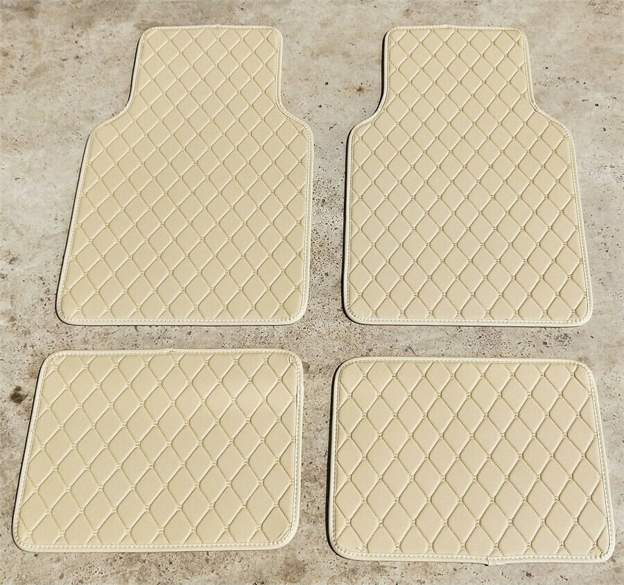 4x Black PU Leather Universal Car Floor Mats Carpet Front Rear Liner Weather Set