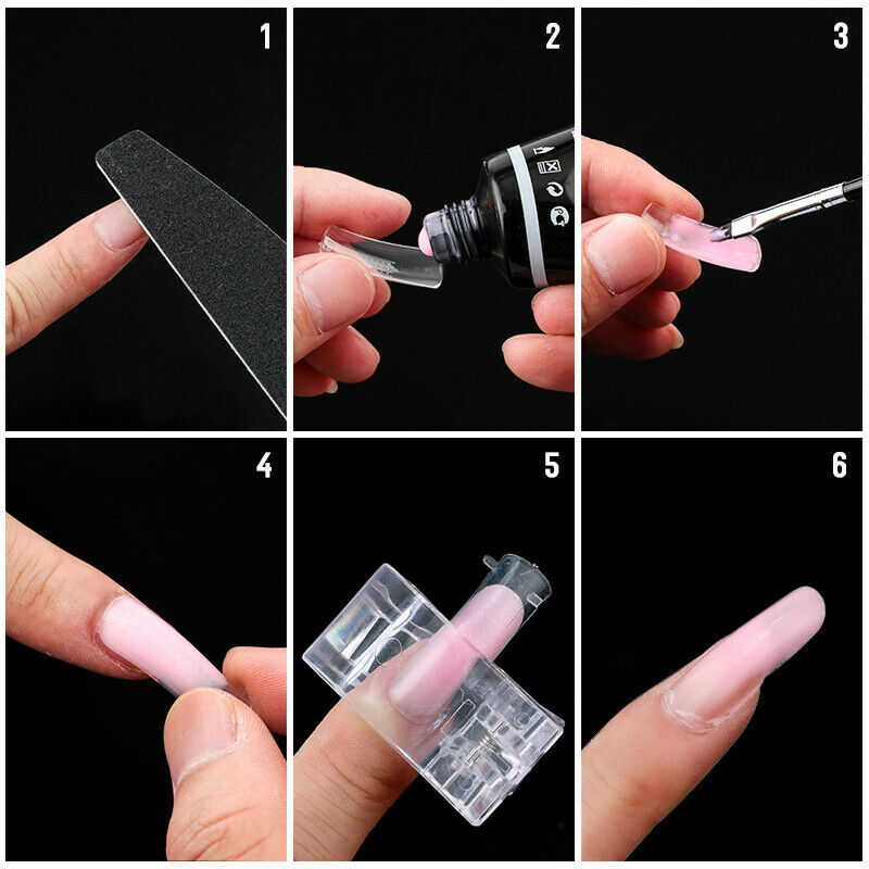 100Pc/Box Clear Dual Forms Nails System Full Cover Quick-Building Gel Mold TiWF