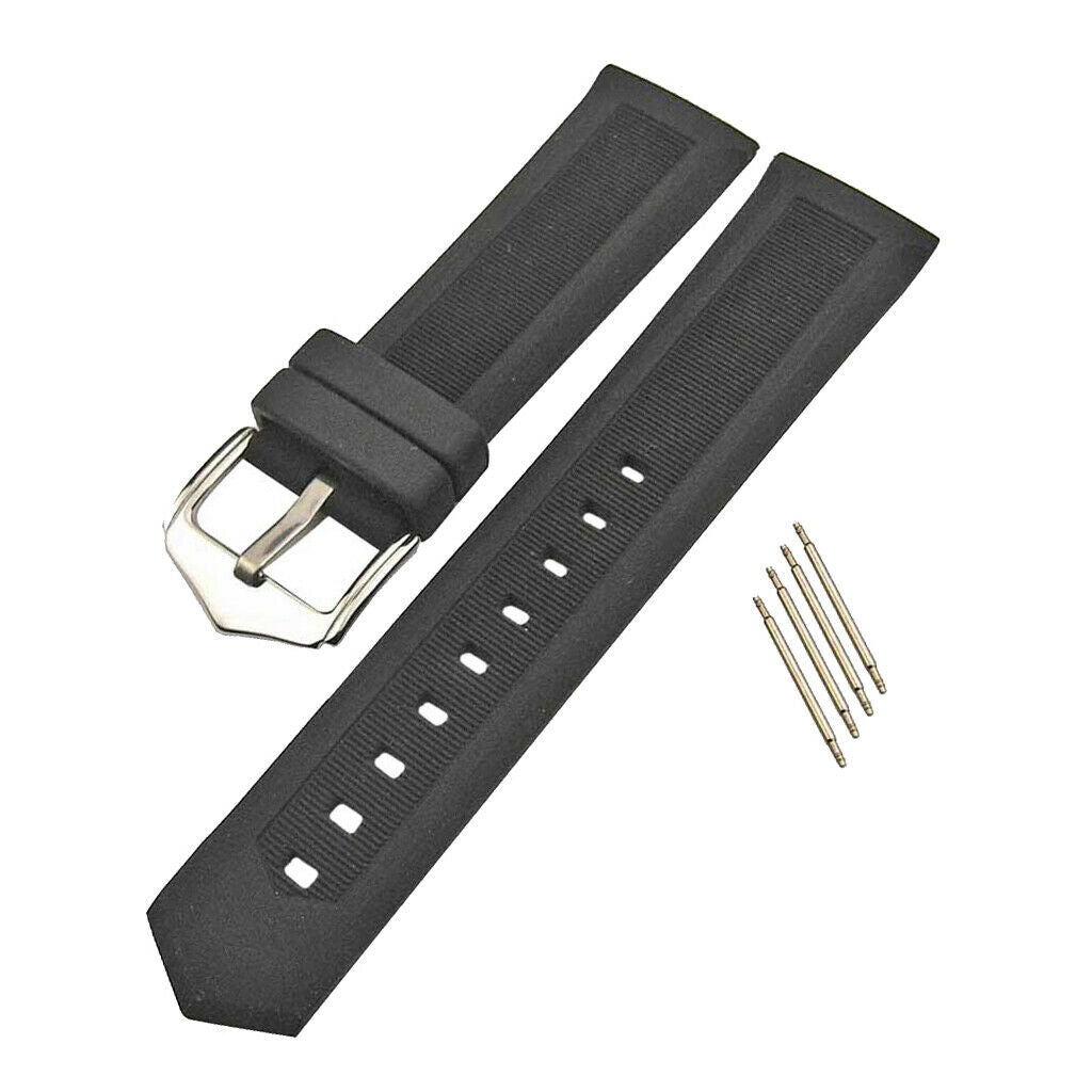 Waterproof Silicone Bracelet Black / Blue Silicone Watch Strap