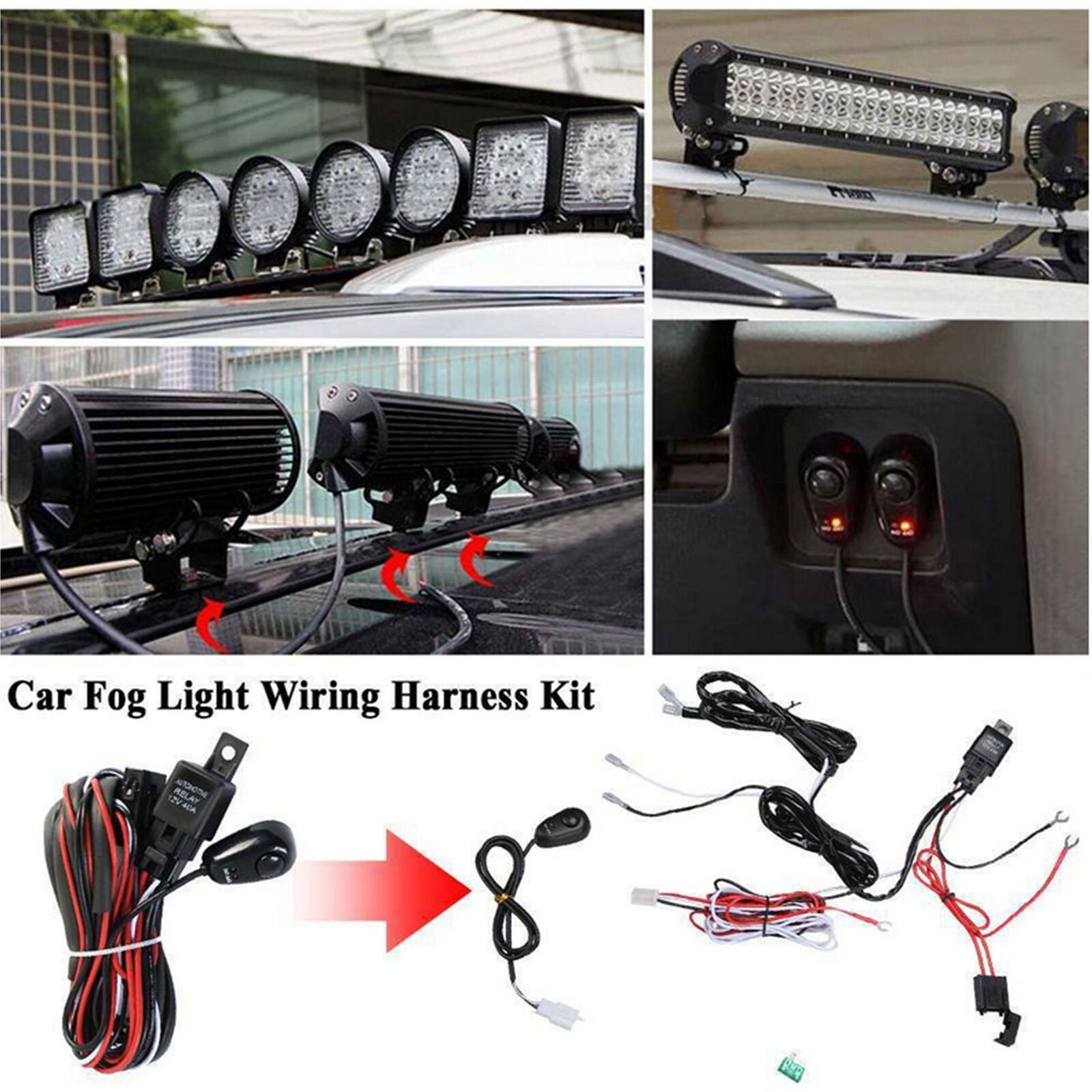 40A Remote Control Wiring Harness Kit Strobe Switch Relay LED Fog Light Bar 12V
