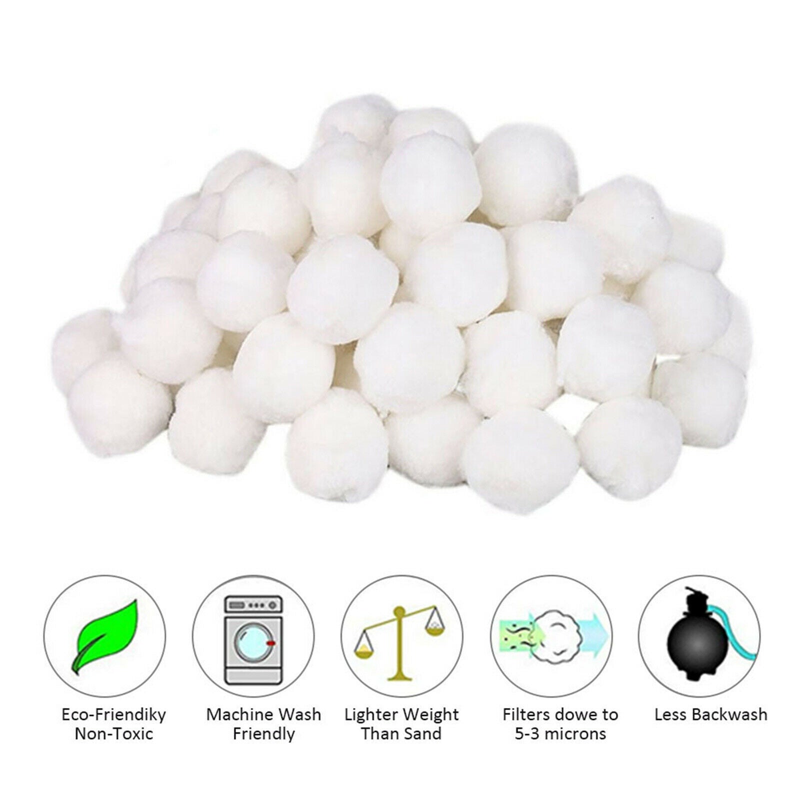 White Pool Filter Balls Alternative Sand for Swimming Pool Fish Tanks 200g