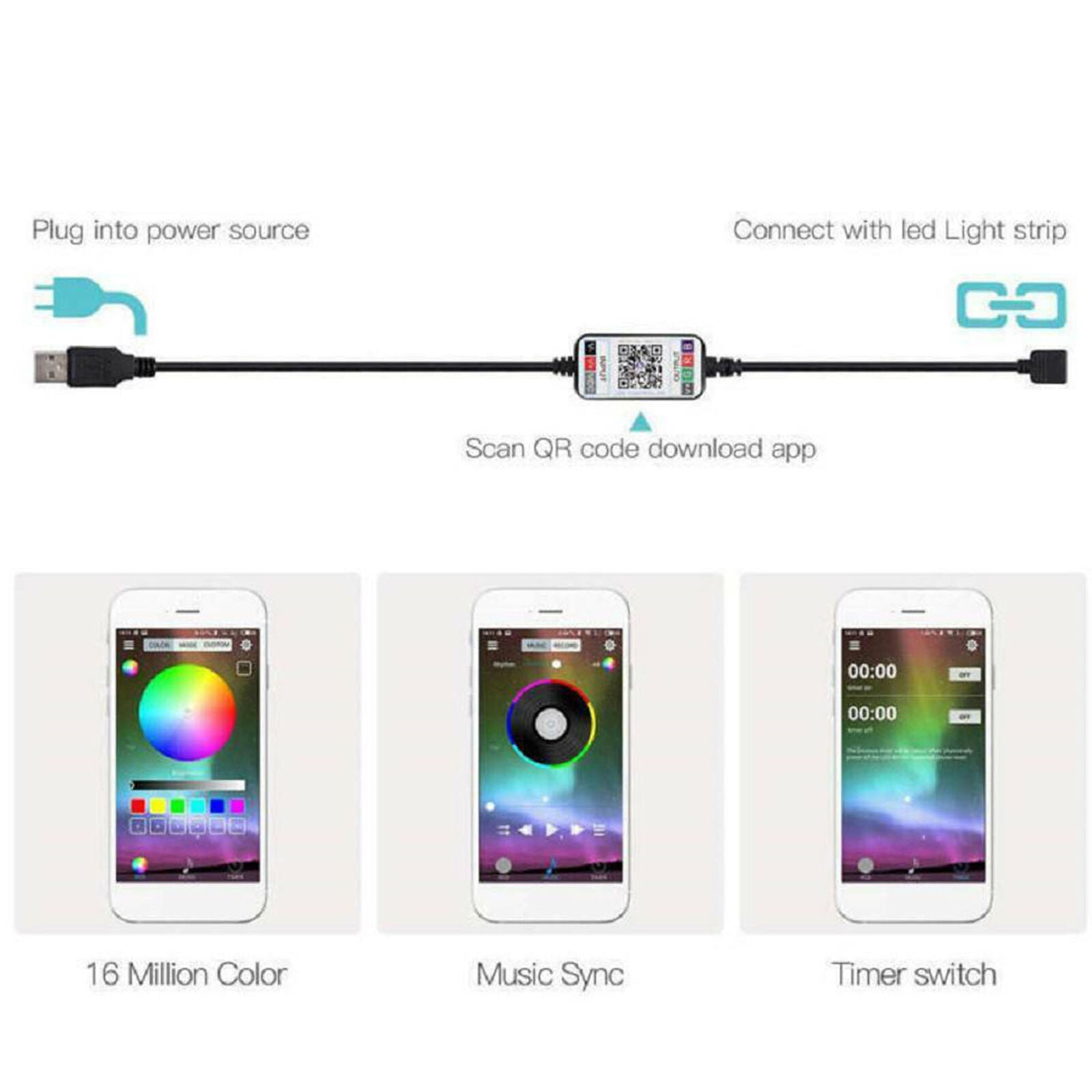 Mini USB Bluetooth RGB LED Controller Remote 5V 5050 3528 LED Strip Li T8Z9