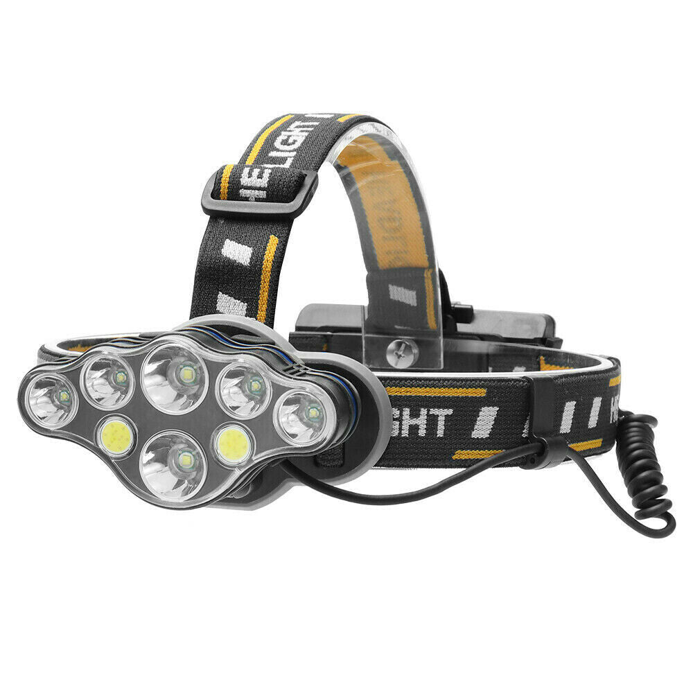 Super Bright 8 Light USB Rechargeable LED Headlamp 8 Modes Headlight Torch Light