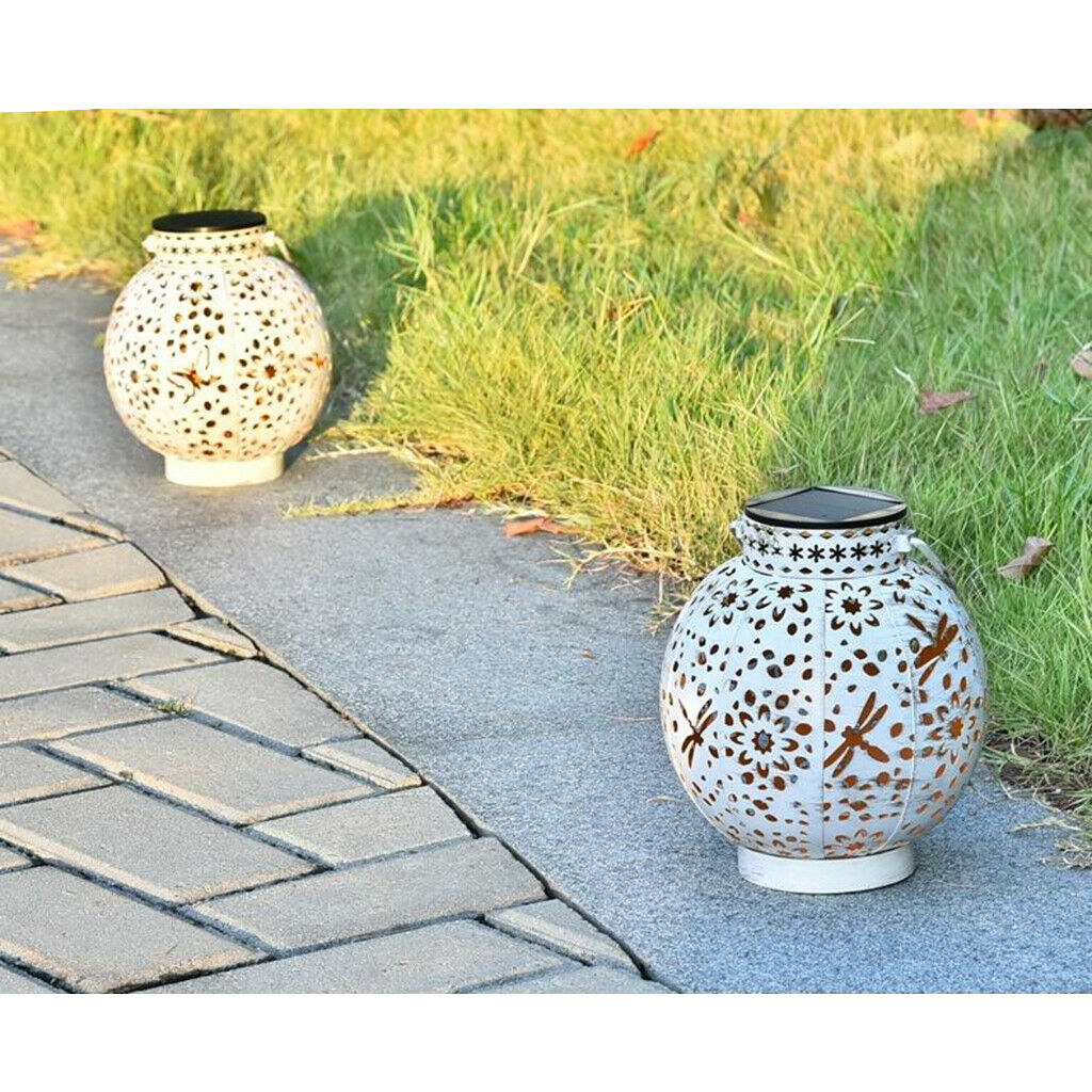Waterproof Solar Lantern Hollow Out Stainless Steel Hanging Lights Decorative