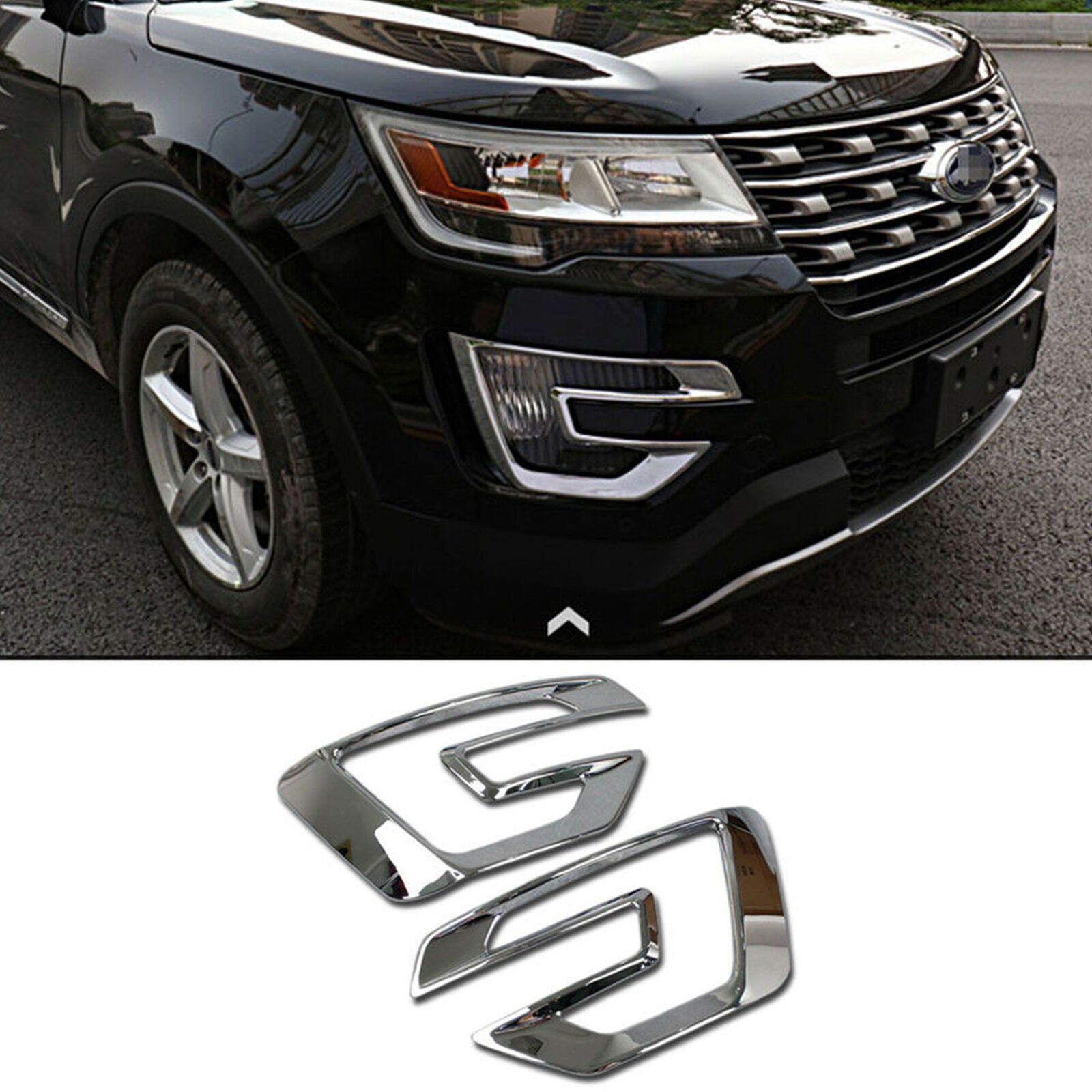 Chrome ABS Car Front Fog Light Lamp Cover Trim For Ford Explorer 2016 2017