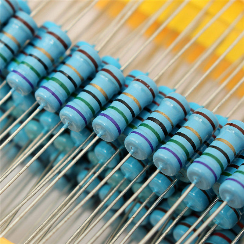 100Pcs 20Values 10-1M Ohm 1W 1% Metal Film Resistor Assortment Kit Assorted Set