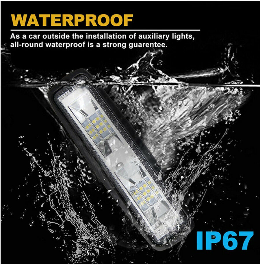 White & Amber 6 Inch LED Work Light Bar Flood Beam OffRoad Driving Fog Lamp 2Pcs