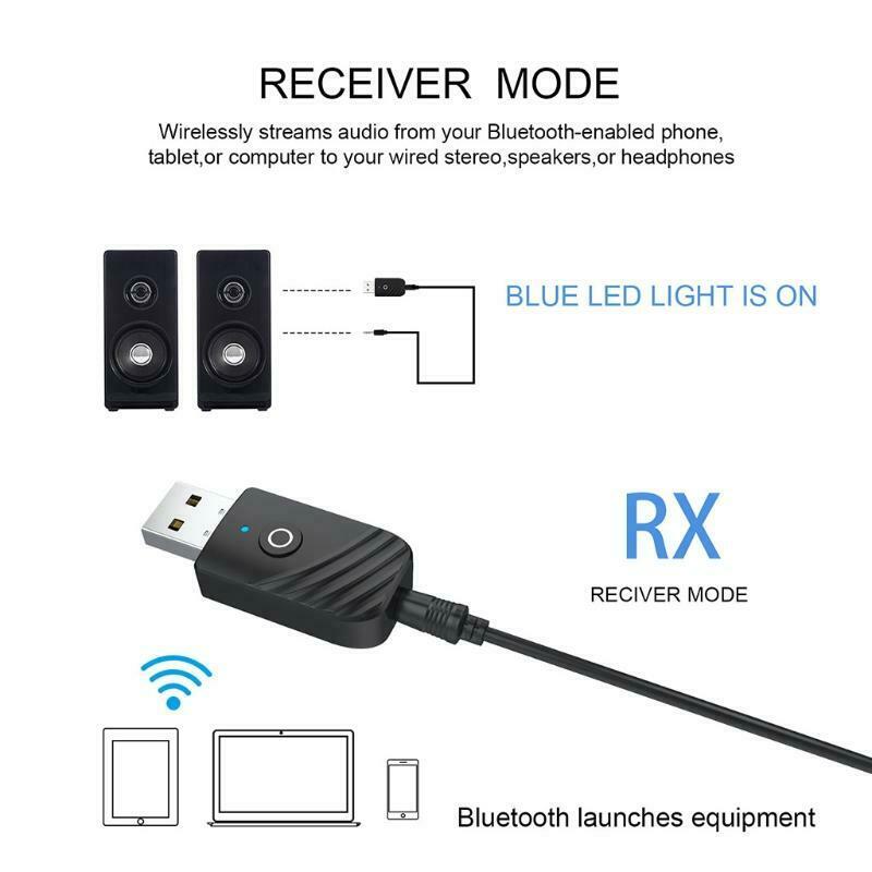 USB Bluetooth-compatible 5.0 3 In 1 Audio Receiver Transmitter Adapter 3.5mm AUX
