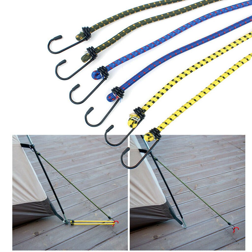 2X 6 Pieces Elastic Bungee Cord Rope Luggage Packing Strap with Hook Outdoors