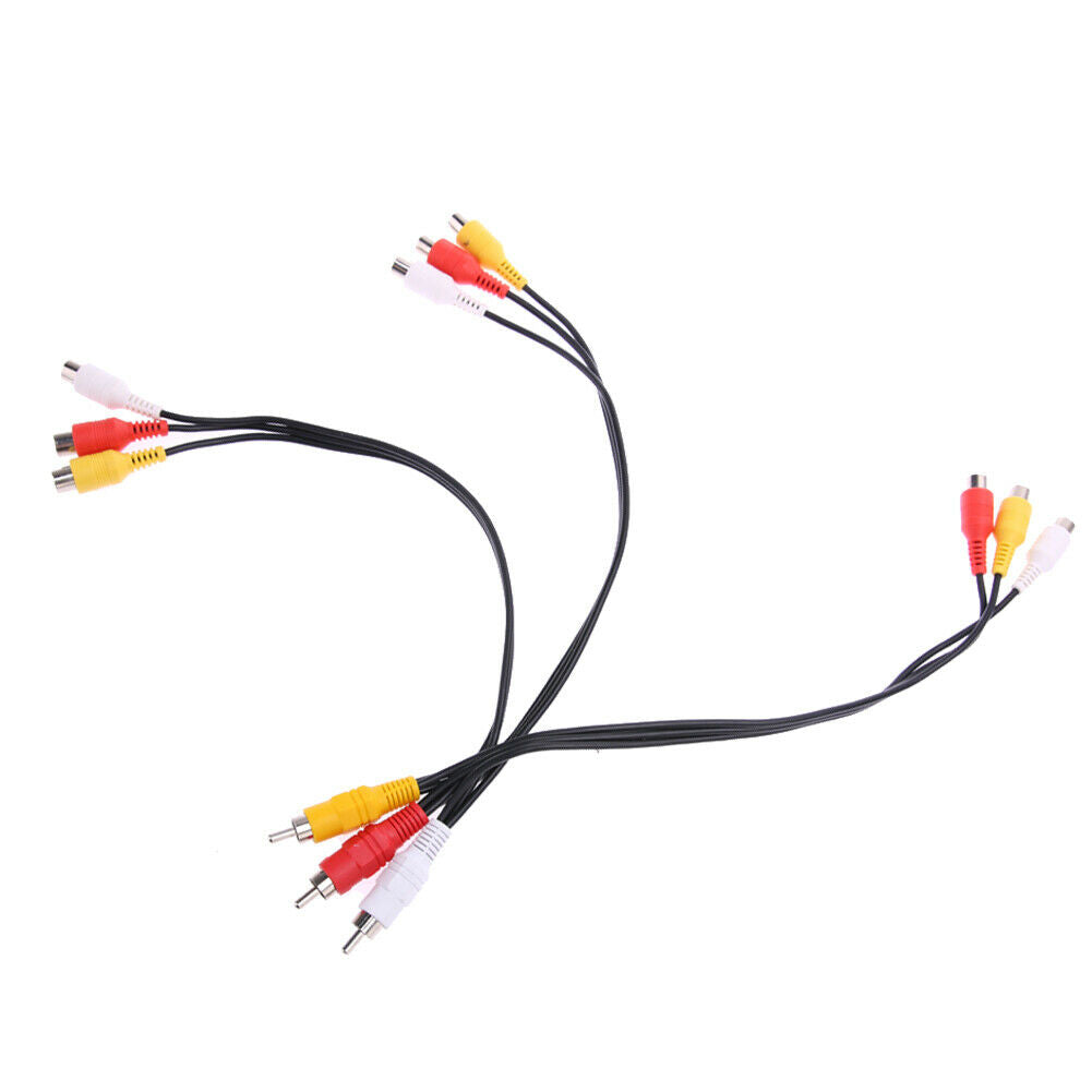 3 RCA Male to 9 RCA Female Composite Audio Video AV Cable Splitter for DVD @