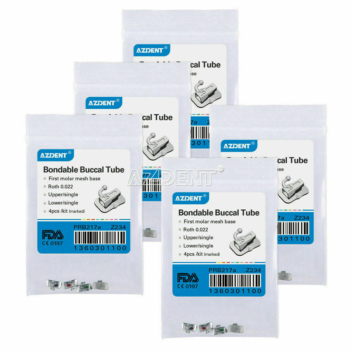 200 x Dental Bondable Buccal Tube Orthodontic Roth.022" For 1st Molar AZDENT