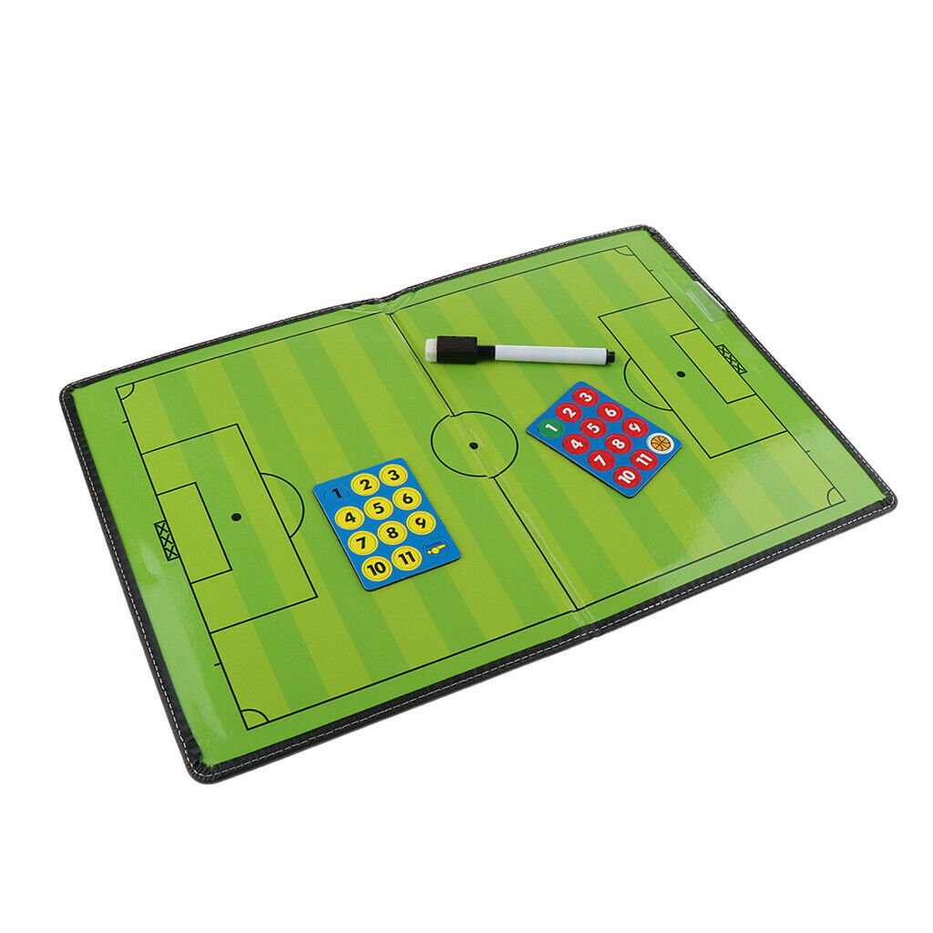Football Coaching Board Foldable Strategy Teaching Clipboard Kit with Dry Eraser