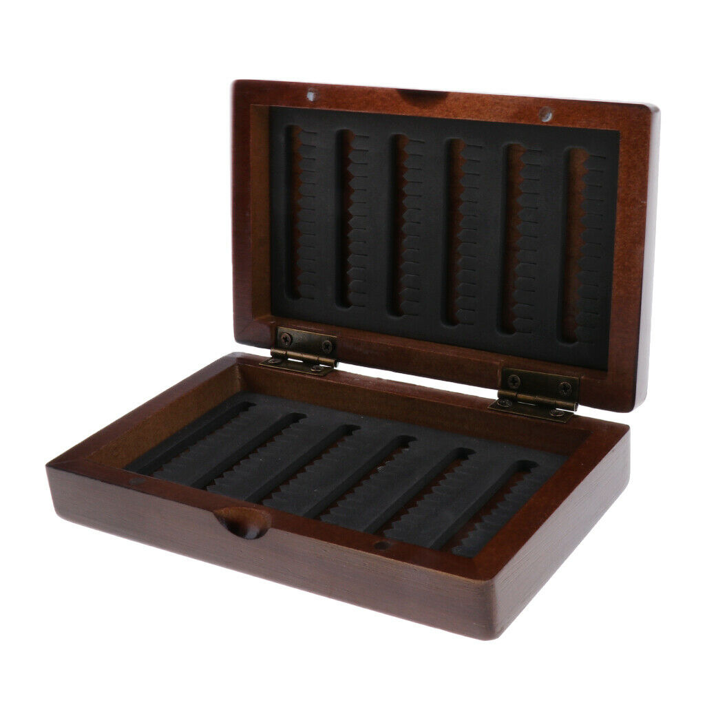 2pc Wooden Fly Box Slit Foam Fly Fishing Box Flies Fishing Lure Storage Case