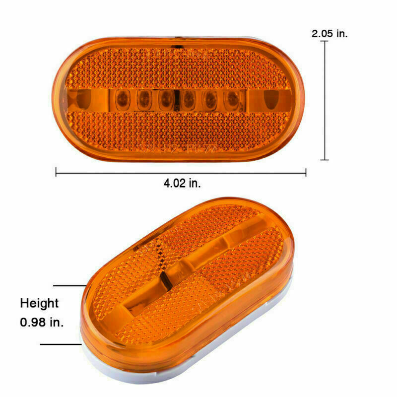 2pcs 4" Oval Clearance Amber LED Lamp 6 Diode Trailer Truck Side Marker Light